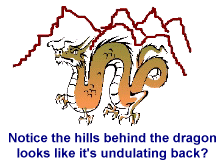 Picture showing a Dragon's outline resembling a hill